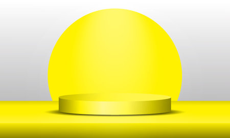 3D product podium background on empty floor. Abstract composition in minimalist design. Studio showroom product stage base.のイラスト素材