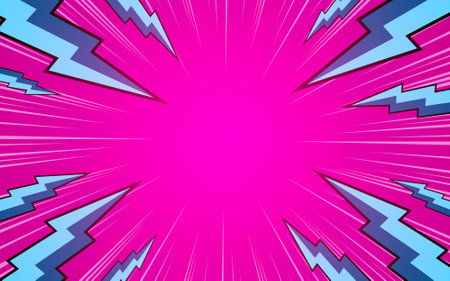 Empty comic cartoon thunder flash background. vector illustrationのイラスト素材