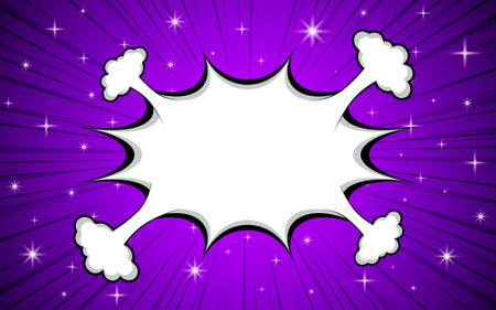 Pop art halftone background. Comic starburst pattern. Banner with speech bubbles. Vector illustration.のイラスト素材