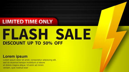 Flash sale banner, label, icon in modern style. Vector design template isolated on background.のイラスト素材