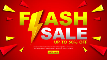 Flash Sale banner template design for social media and website. Flash Sale campaign with Special Offer. Flash Sale shopping poster or banner with discount.のイラスト素材