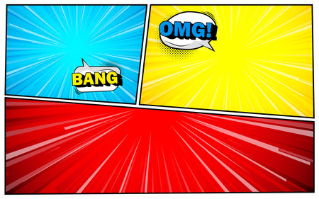 Colorful comic scene set background design.