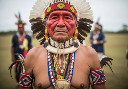 Unidentified Native American woman in traditional costume in Pattaya, Thailand.の素材