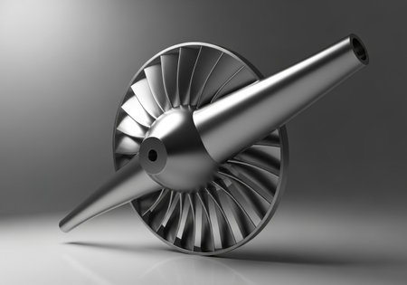3D rendering of a jet engine isolated in a studio background.の素材