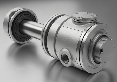 3d rendering of a engine piston in a grey background with reflectionの素材