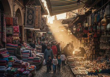 Street market in Fes, Moroccoの素材
