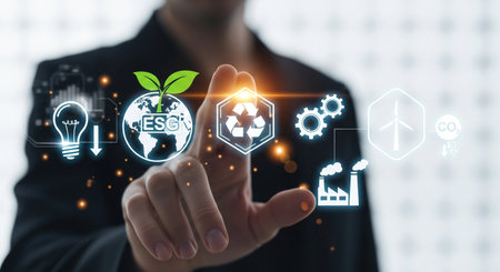 This image represents the growing importance of ESG factors in business. It highlights the need for companies to operate in a sustainable and responsible manner.の素材