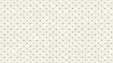 A seamless, repeating pattern of interconnected dots forming triangles and lines, creating a complex geometric network on a light background.の素材