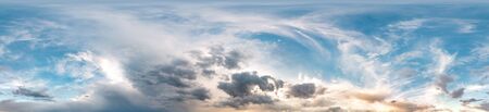 Seamless cloudy blue sky hdri panorama 360 degrees angle view with zenith and beautiful clouds for...