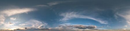 Seamless cloudy blue sky hdri panorama 360 degrees angle view with zenith and beautiful clouds for...
