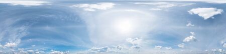 Seamless cloudy blue sky hdri panorama 360 degrees angle view with zenith and beautiful clouds for...