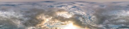 Seamless cloudy blue sky hdri panorama 360 degrees angle view with zenith and beautiful clouds for...