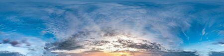 Seamless cloudy blue sky hdri panorama 360 degrees angle view with zenith and beautiful clouds for use in 3d graphics as sky dome or edit drone shotの写真素材