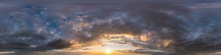 dark sky before sunset with beautiful awesome clouds. Seamless hdri panorama 360 degrees angle view with zenith for use in 3d graphics or game development as sky dome or edit drone shotの写真素材