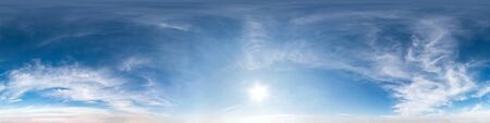 blue sky with beautiful cumulus clouds. Seamless hdri panorama 360 degrees angle view with zenith...