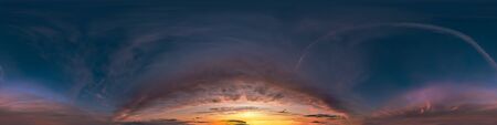 Seamless hdri panorama 360 degrees angle view of dark blue sky before sunset with beautiful awesome...
