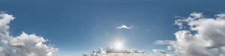 blue sky with beautiful cumulus clouds. Seamless hdri panorama 360 degrees angle view with zenith...