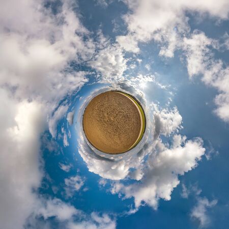 Little planet transformation of spherical panorama 360 degrees. Spherical abstract aerial view in...