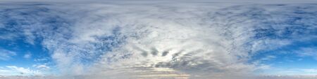 Seamless hdri panorama 360 degrees angle view blue sky with beautiful fluffy cumulus clouds with...