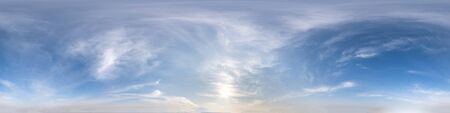 Seamless hdri panorama 360 degrees angle view blue sky with beautiful fluffy cumulus clouds with...