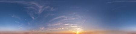 Seamless hdri panorama 360 degrees angle view blue clear evening sky before sunset with zenith for...