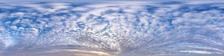 Seamless hdri panorama 360 degrees angle view blue sky with beautiful fluffy cumulus clouds without...