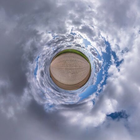 Little planet transformation of spherical panorama 360 degrees. Spherical abstract aerial view in...