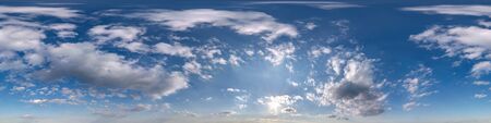 blue sky with beautiful fluffy clouds without ground. Seamless hdri panorama 360 degrees angle view...