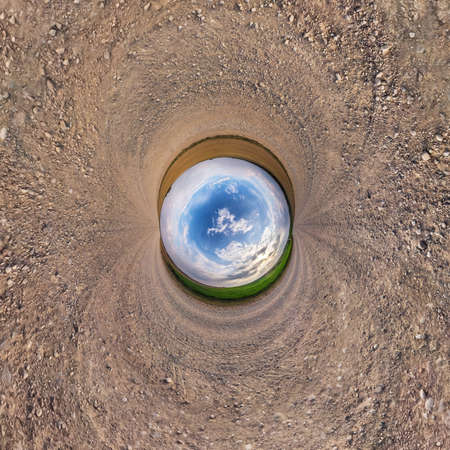 Inversion of little planet transformation of spherical panorama 360 degrees. Spherical abstract...