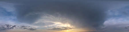 dark blue sky before sunset with beautiful awesome clouds before storm. Seamless hdri panorama 360...