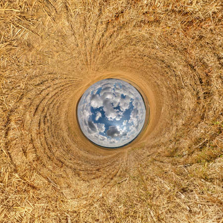 Inversion of little planet transformation of spherical panorama 360 degrees. Spherical abstract...