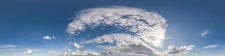 Seamless blue sky hdri panorama 360 degrees angle view with beautiful clouds with zenith for use in...