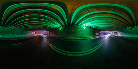 full seamless spherical hdri panorama 360 degrees angle view on no traffic highway inside tunnel underの写真素材