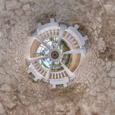 Little planet transformation of spherical panorama 360 degrees. Spherical abstract aerial view on...