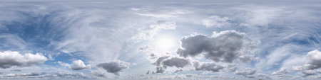 clear blue sky with white beautiful clouds. Seamless hdri panorama 360 degrees angle view  with...