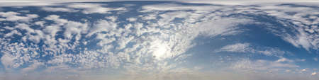 Seamless cloudy blue sky hdri panorama 360 degrees angle view with zenith and beautiful clouds for...