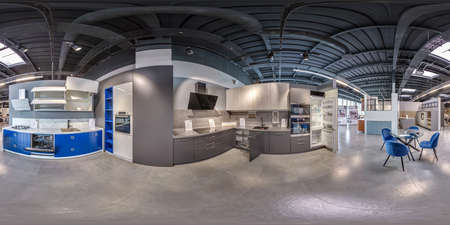 MOSCOW, RUSSIA - MAY, 2017: full seamless spherical hdri panorama inside interior of luxury stylish...