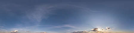 clear blue sky with white beautiful clouds. Seamless hdri panorama 360 degrees angle view  with...