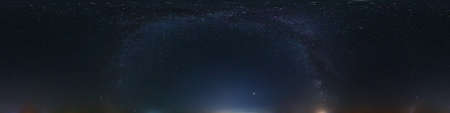 night 360 panorama with stars and milky way. Seamless panorama with zenith for use in 3d graphics or...