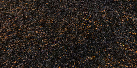 panorama view from above on surface of small pebbles on the sea coast