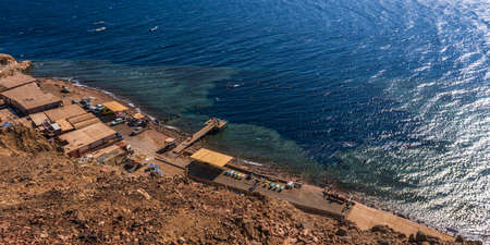 panorama view from the height of the mountains range  to the red seaの写真素材