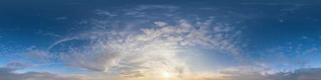 blue sky hdr 360 panorama with white beautiful clouds in seamless projection with zenith for use in...