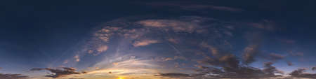 evening blue sky hdr 360 panorama with white beautiful clouds in seamless projection with zenith for...