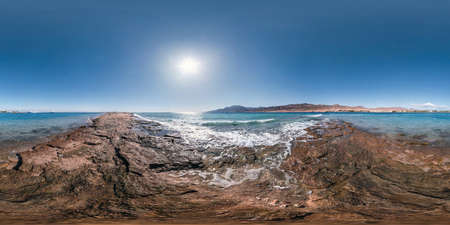 full seamless spherical hdr 360 panorama view on coast of sea in equirectangular projection, ready...