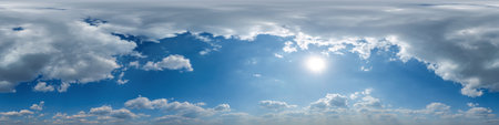 blue skybox with cumulus cloud as seamless hdri 360 panorama with zenith in spherical...