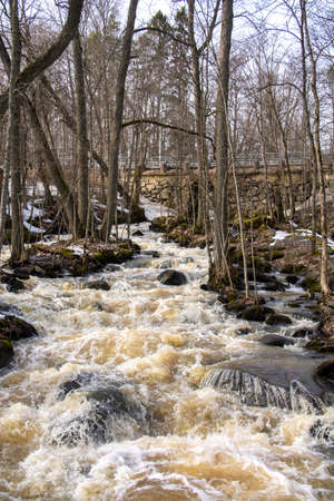 Mankinjoki rapids in spring, Espoonkartano, Espoo, Finland