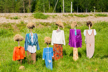 Suomussalmi, Finland / June 26 2020: The Silent People, an art installation produced by Reijo Kelaのeditorial素材