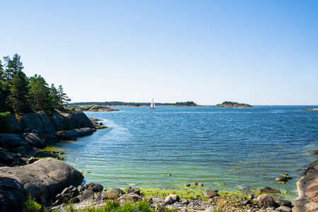 View to the Gulf of Finland from the shore of Porkkalanniemi, Kirkkonummi, Finlandの写真素材