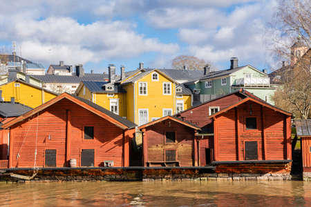 View of The City of Porvoo, old wooden houses, Finlandのeditorial素材