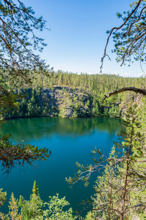 View of The Lake Pakasaivo, Muonio, Lapland, Finlandの写真素材